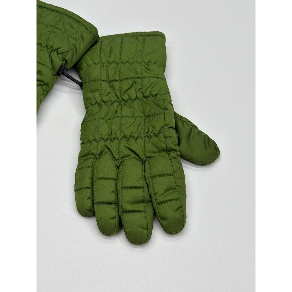 Grandoe Womens‎ XL Olive Green Quilted Puffer Gloves Leather Palm Fleece Lined